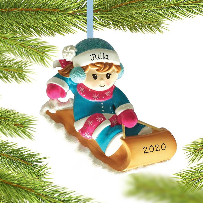 Sledding Girl Ornament created by ORNAMENT SHOP