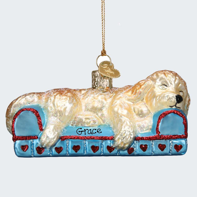Sleepy Doodle Dog Ornament created by OLD WORLD CHRISTMAS and designed by Ornament Shop
