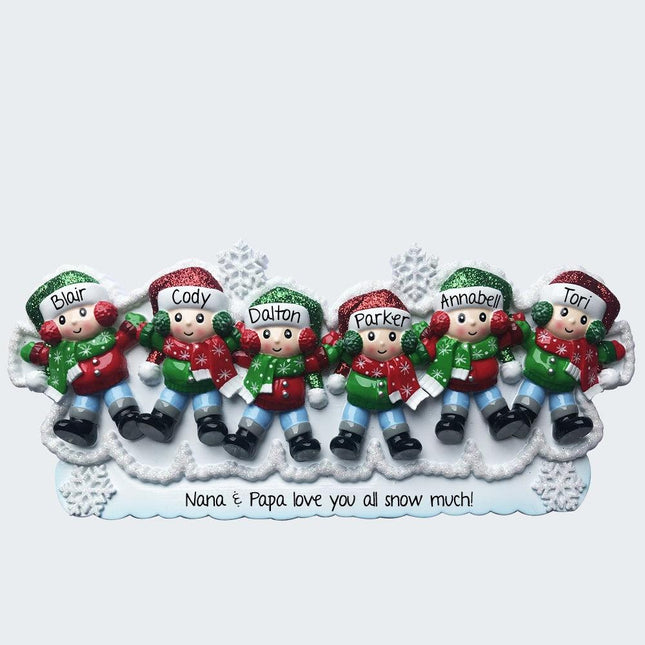 Snow Angel Family Personalized Ornament - Family of 6, 7,8, 9 Family Members - FAMILY - 6 Family Members created by ORNAMENT SHOP