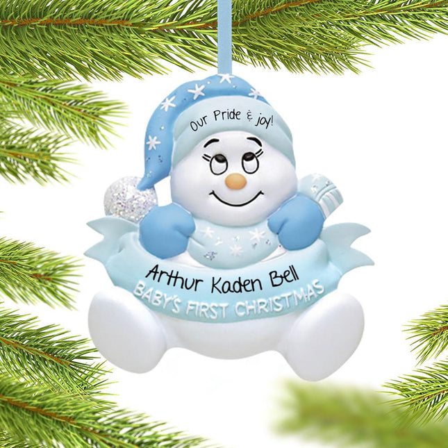 Snow Baby First Christmas Boy Ornament created by RUDOLPH AND ME and designed by Ornament Shop