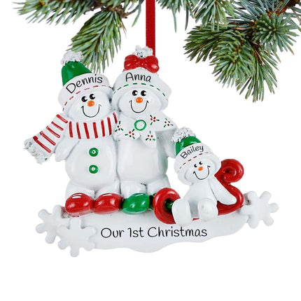 Snow Family Sled 3 Ornament created by RUDOLPH AND ME and designed by Ornament Shop
