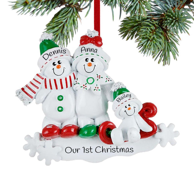 Snow Family Sled 3 Ornament created by RUDOLPH AND ME and designed by Ornament Shop
