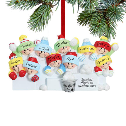 Snowball Fight Family Personalized Ornament - FAMILY - 10 Family Members created by RUDOLPH AND ME and designed by Ornament Shop