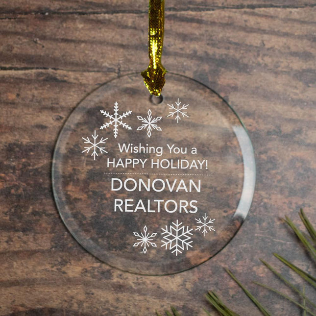 Snowflake Business Ornament Personalized Glass Ornament - DESIGN - Snowflakes Wreath created by ORNAMENT SHOP