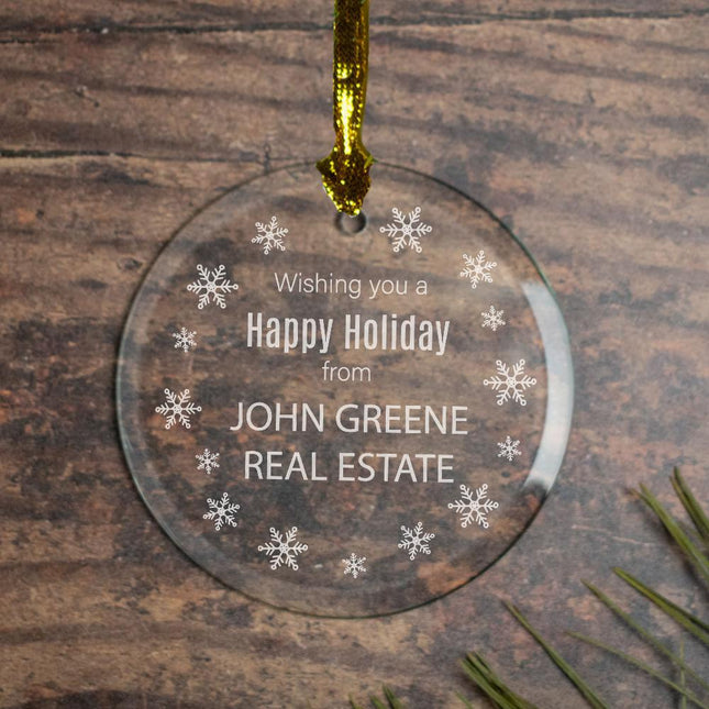 Snowflake Business Ornament Personalized Glass Ornament - DESIGN - Snowflakes created by ORNAMENT SHOP