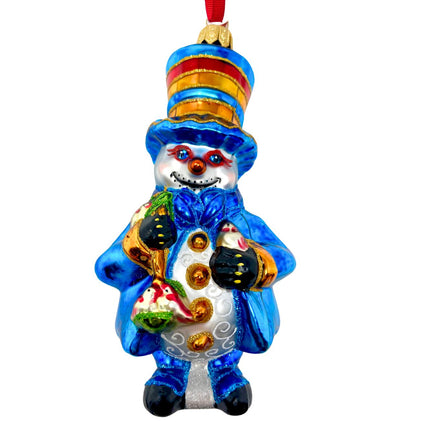 Snowman Hand-Painted Glass Ornament