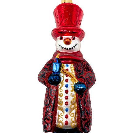 Snowman Hand-Painted Glass Ornament