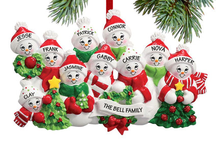 Snowmen with Banner Family Personalized Ornament