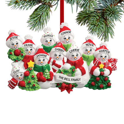 Snowmen with Banner Family Personalized Ornament