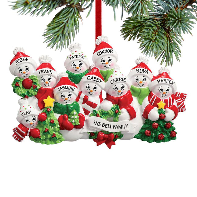 Snowmen with Banner Family Personalized Ornament