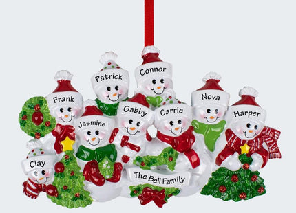 Snowmen with Banner Family Personalized Ornament
