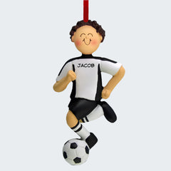 Running Soccer Boy With Uniform Personalized Ornament - HAIR COLOR - Blond/ Red created by ORNAMENT CENTRAL and designed by Ornament Shop