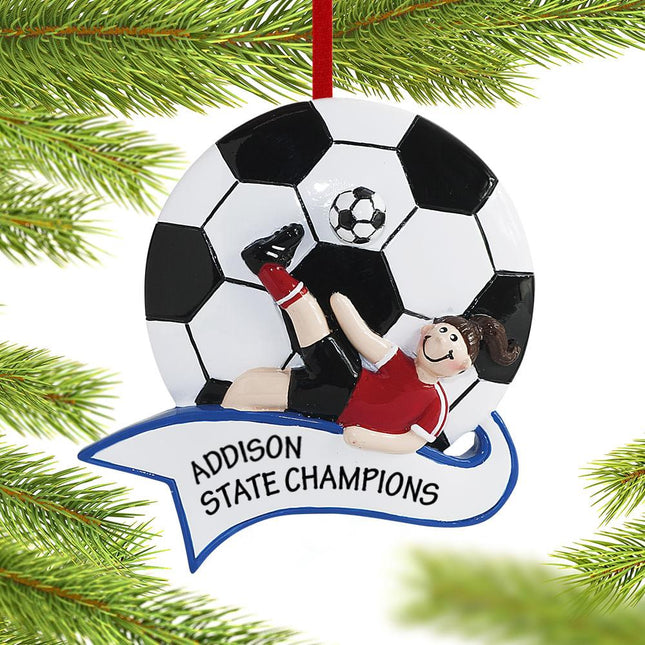 Soccer Personalized Ornament - Male or Female - GENDER - Female created by RUDOLPH AND ME and designed by Ornament Shop