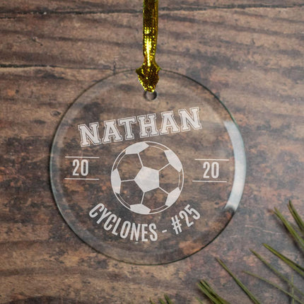 Soccer Personalized Glass Ornament created by ORNAMENT SHOP