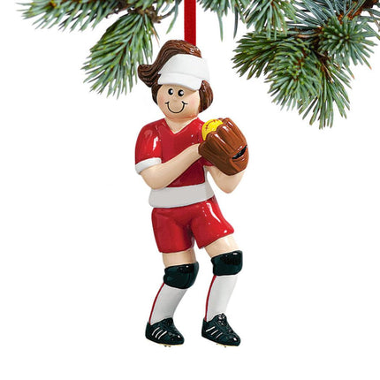 Softball Girl with Ball in Glove Ornament created by RUDOLPH AND ME and designed by Ornament Shop