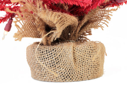 2' Pre-Lit Red Burlap Base Christmas Tree