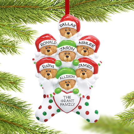 Stocking Bears Family Personalized Ornament - 7 or 8 Family Members - FAMILY - Default Title created by RUDOLPH AND ME and designed by Ornament Shop