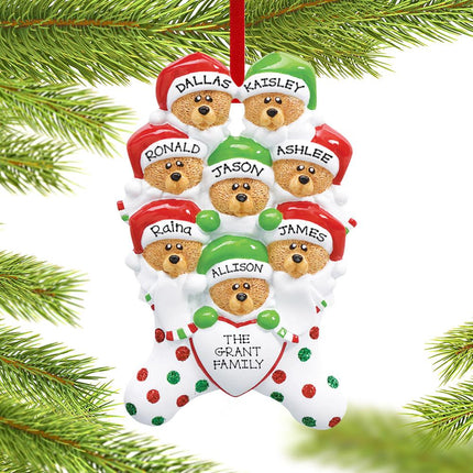 Stocking Bears Family Personalized Ornament - 7 or 8 Family Members - FAMILY - Default Title created by RUDOLPH AND ME and designed by Ornament Shop