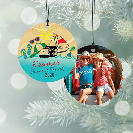 Summer Break Photo Personalized Wood Ornament created by ORNAMENT SHOP