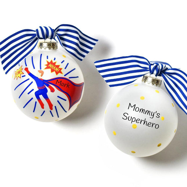 Superhero Boy Glass Ball Ornament created by ORNAMENT SHOP