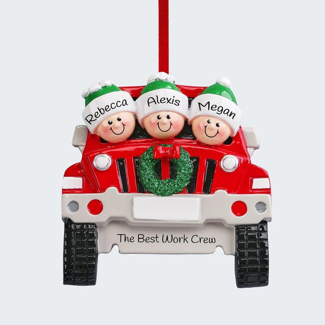 SUV Family of 3 Ornament
