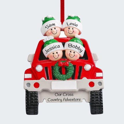SUV Family of 4 Ornament