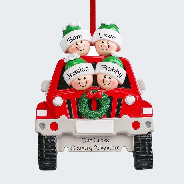 SUV Family of 4 Ornament
