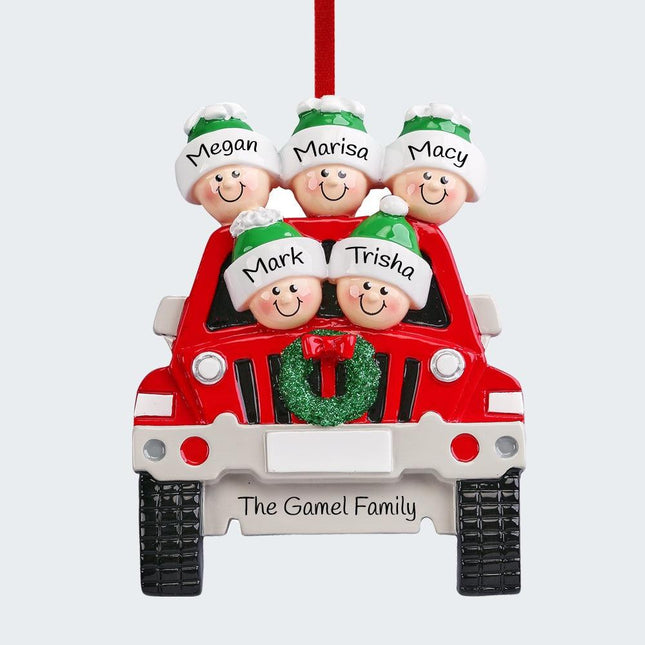 SUV Family of 5 Ornament