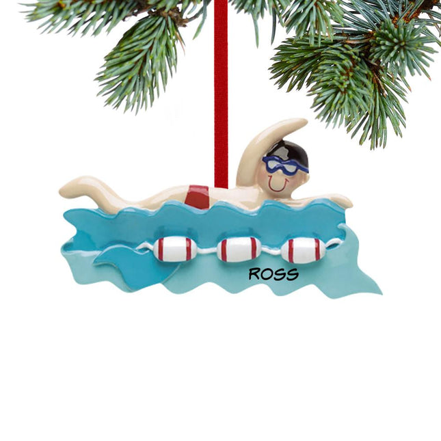 Swimmer Boy or Girl Personalized Ornament - GENDER - Boy created by RUDOLPH AND ME and designed by Ornament Shop