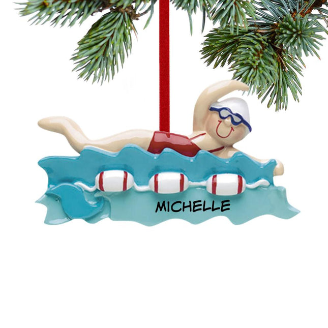Swimmer Boy or Girl Personalized Ornament - GENDER - Girl created by RUDOLPH AND ME and designed by Ornament Shop