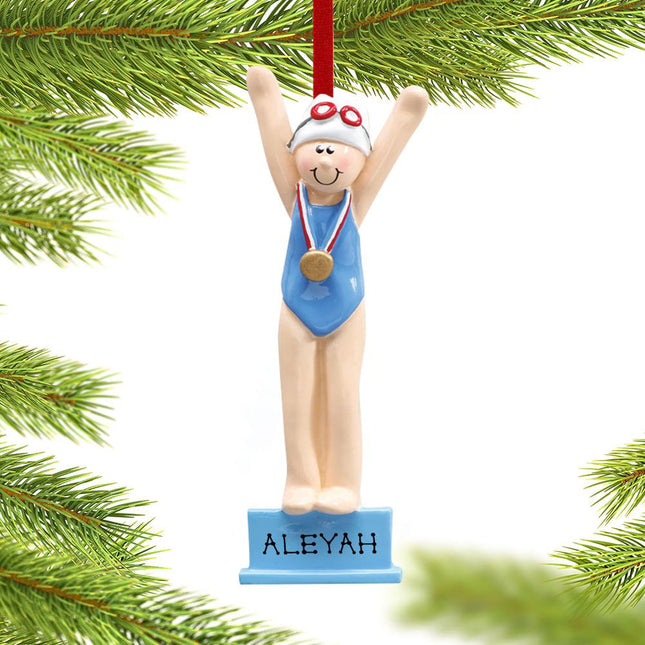 Swimmer or Diver Boy or Girl Personalized Ornament - GENDER - Girl created by RUDOLPH AND ME and designed by Ornament Shop