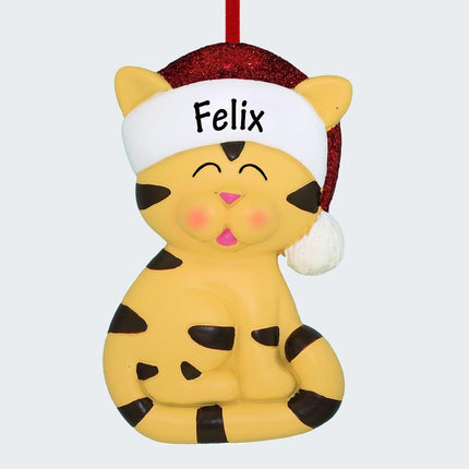 Tabby Cat With Santa Hat Ornament created by ORNAMENT SHOP