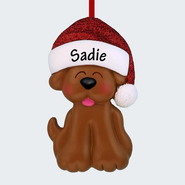 Tan Dog Ornament With Santa Hat Ornament created by ORNAMENT SHOP