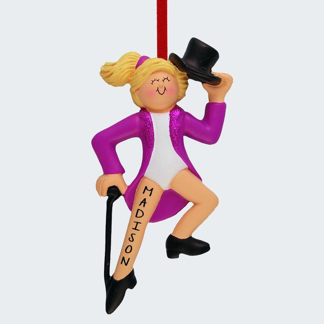 Tap Dancer with Black Top Hat and Cane Personalized Ornament - HAIR COLOR - Blonde created by ORNAMENT SHOP