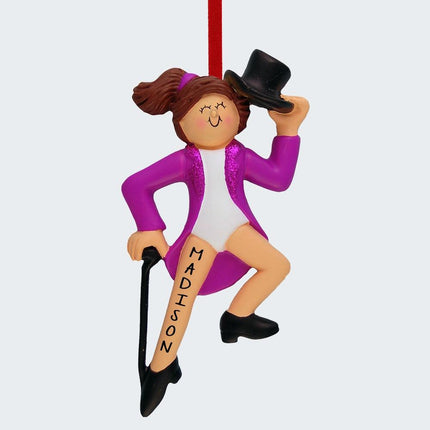 Tap Dancer with Black Top Hat and Cane Personalized Ornament - HAIR COLOR - Brunette created by ORNAMENT SHOP