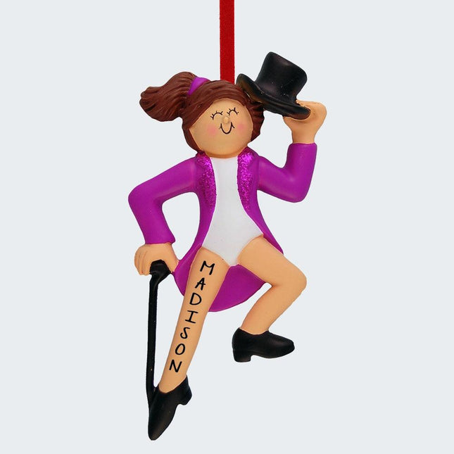 Tap Dancer with Black Top Hat and Cane Personalized Ornament - HAIR COLOR - Brunette created by ORNAMENT SHOP