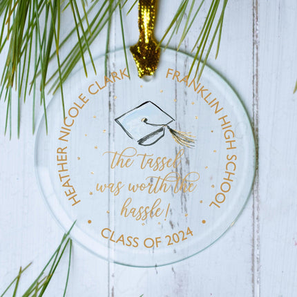 Tassel Was Worth The Hassle Personalized Glass Ornament created by ORNAMENT SHOP