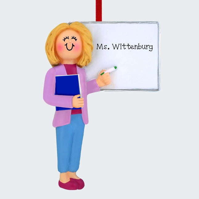 Teacher at Whiteboard Personalized Ornament - GENDER - Blonde created by ORNAMENT SHOP