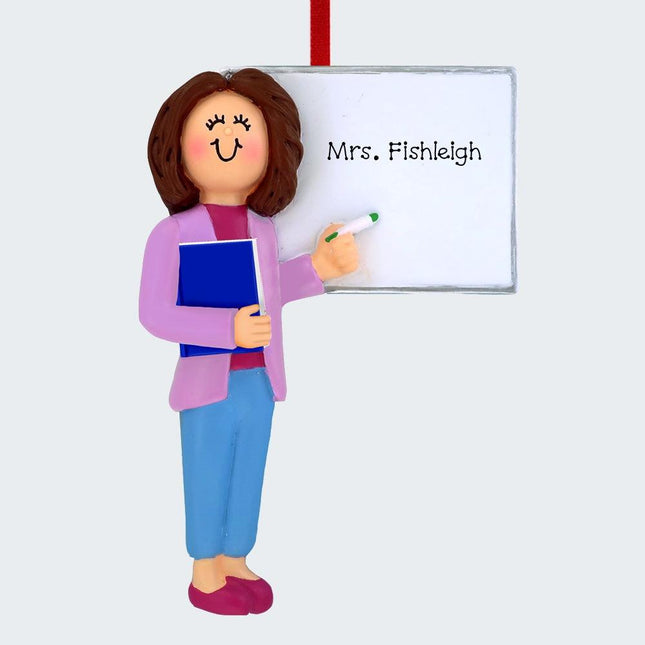 Teacher at Whiteboard Personalized Ornament - GENDER - Brunette created by ORNAMENT SHOP