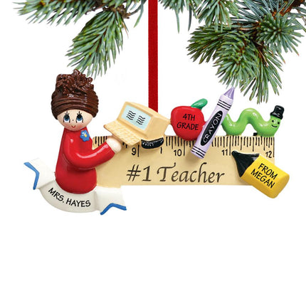 Teacher with Computer on Ruler Ornament created by RUDOLPH AND ME and designed by Ornament Shop