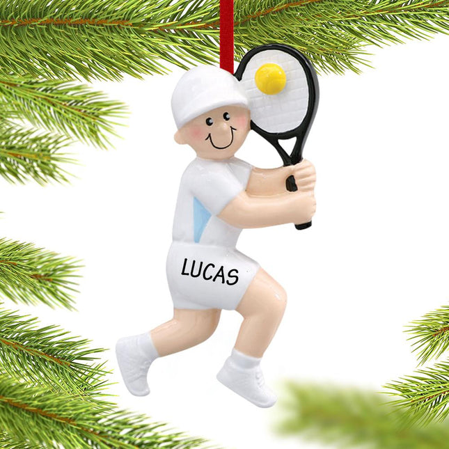 Tennis Boy Swinging a Backhand Ornament created by RUDOLPH AND ME and designed by Ornament Shop