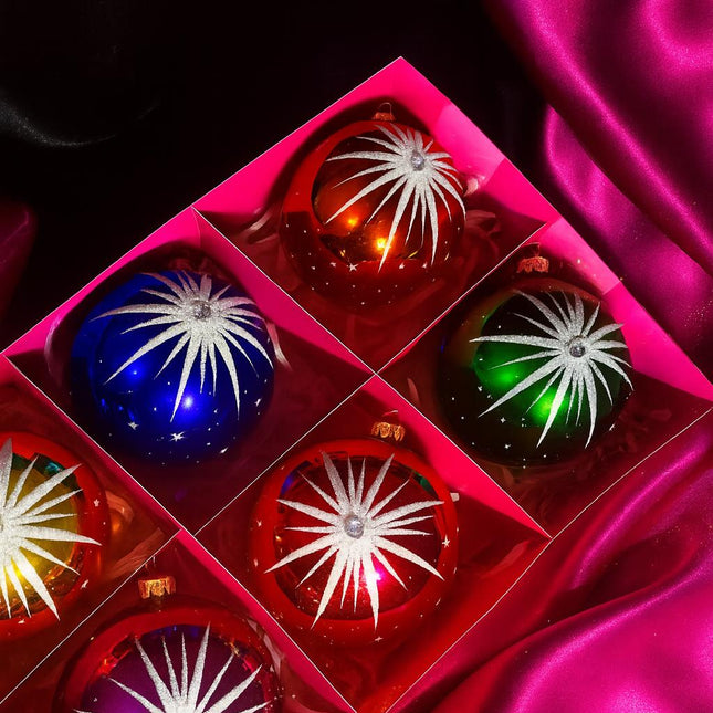 Starlet Glass Christmas Ornaments – Set of 6