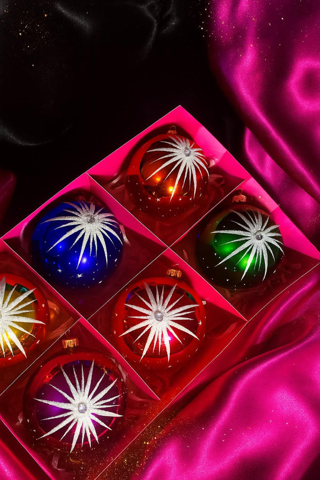 Starlet Glass Christmas Ornaments – Set of 6