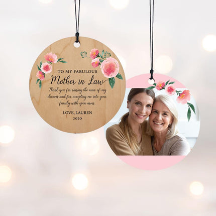 To My Fabulous Mother in Law Message & Photo Personalized Wood Ornament created by ORNAMENT SHOP