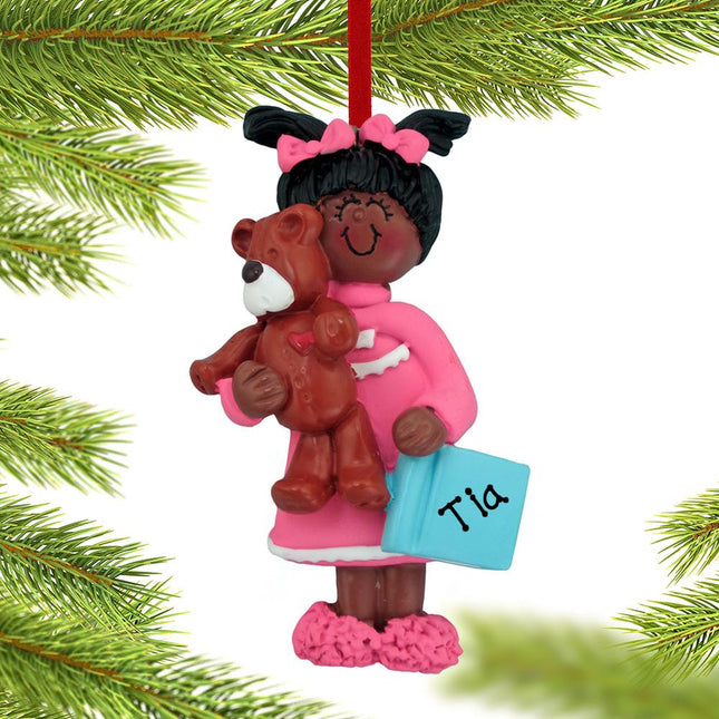 Toddler Girl with Teddy Bear Ornament created by ORNAMENT SHOP
