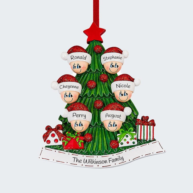 Tree Family of 6 Ornament - FAMILY - 6 Family Members created by RUDOLPH AND ME and designed by Ornament Shop