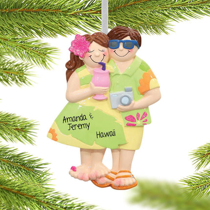 Tropical Tourist Couple Ornament created by RUDOLPH AND ME and designed by Ornament Shop
