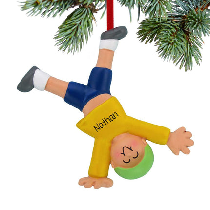 Tumbling or Cartwheel Boy or Girl Personalized Ornament - GENDER & HAIR COLOR - Blond Boy created by ORNAMENT SHOP