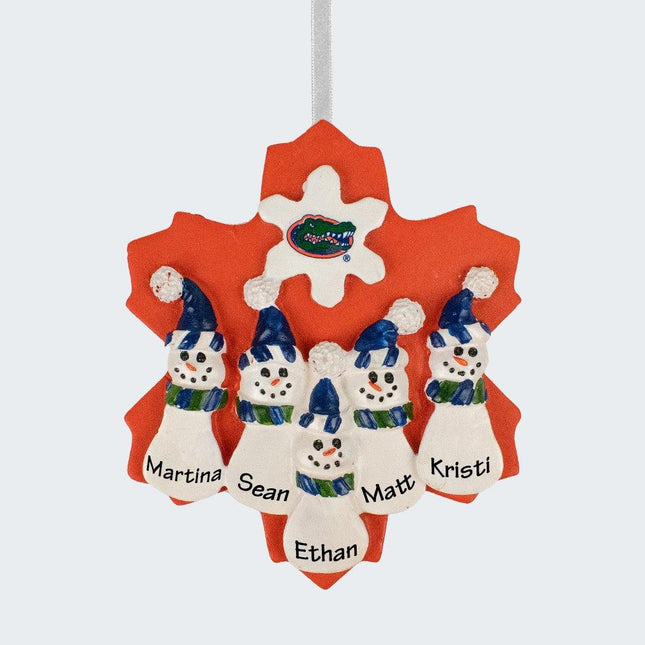 University of Florida Snowman Family of 5 Ornament created by SEASONS DESIGNS and designed by Ornament Shop