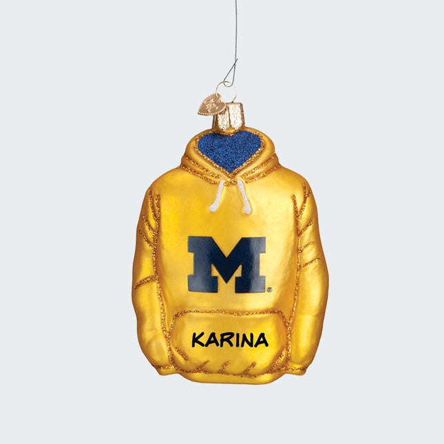 University of Michigan Hoodie Sweatshirt Ornament created by OLD WORLD CHRISTMAS and designed by Ornament Shop